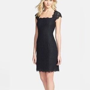 EUC Adrianna Papell Lace Sheath Black Dress